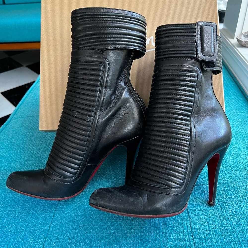 Christian Louboutin Black Zip up Boots Size 9.5